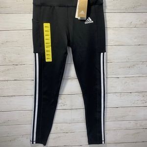 New! Adidas Black White Three Stripe Active Tight
